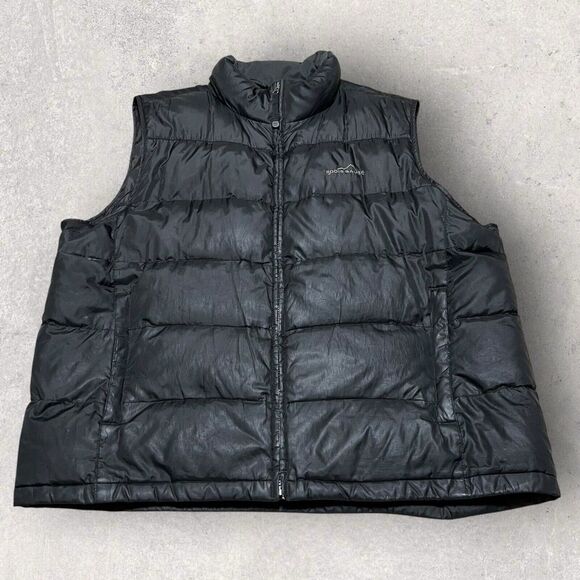Vintage Eddie Bauer Vest Men XXL Black Full Zip Jacket Goose Down Puffer Quilted - Picture 1 of 11